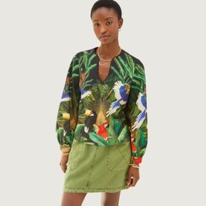 FARM RIO Adrianna‎ blouse with tropical pattern *